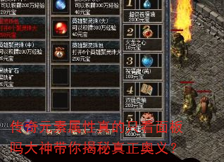 传奇元素属性真的只看面板吗大神带你揭秘真正奥义? 传奇元素属性真的只看面板吗大神带你揭秘真正奥义?
