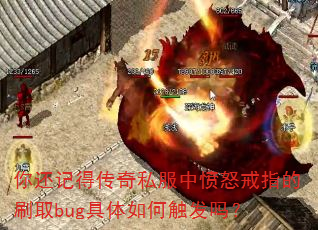 你还记得传奇私服中愤怒戒指的刷取bug具体如何触发吗? 你还记得传奇私服中愤怒戒指的刷取bug具体如何触发吗?
