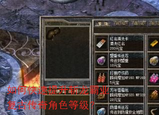 如何快速提升斩龙霸业复古传奇角色等级? 如何快速提升斩龙霸业复古传奇角色等级?