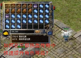 如何在乐都热血传奇中快速提升角色等级? 如何在乐都热血传奇中快速提升角色等级?