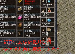 新开1.80传奇私服如何快速提升角色等级与装备? 新开1.80传奇私服如何快速提升角色等级与装备?
